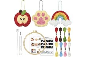 HAND U JOURNEY 3Pcs Embroidery Punch Needle Bachpack Charm Kit, Original Design with 2.2mm Punch Tool, Threads and Hoop. Rand