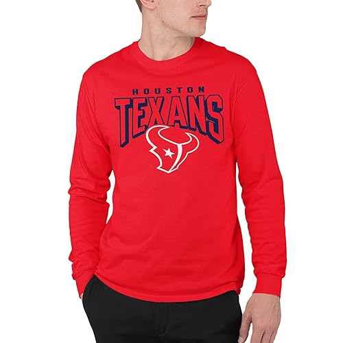 Junk Food Clothing x NFL - Houston Texans - Bold Logo - Unisex Adult Long Sleeve T-Shirt for Men and Women - Size Large