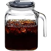68 Oz Seal Pitcher With Lid and Spout, Large Iced Tea Pitcher for Fridge, Wide Mouth Glass Jar Container for Homemade Juice & Iced Tea, Iced Coffee, and Drinks