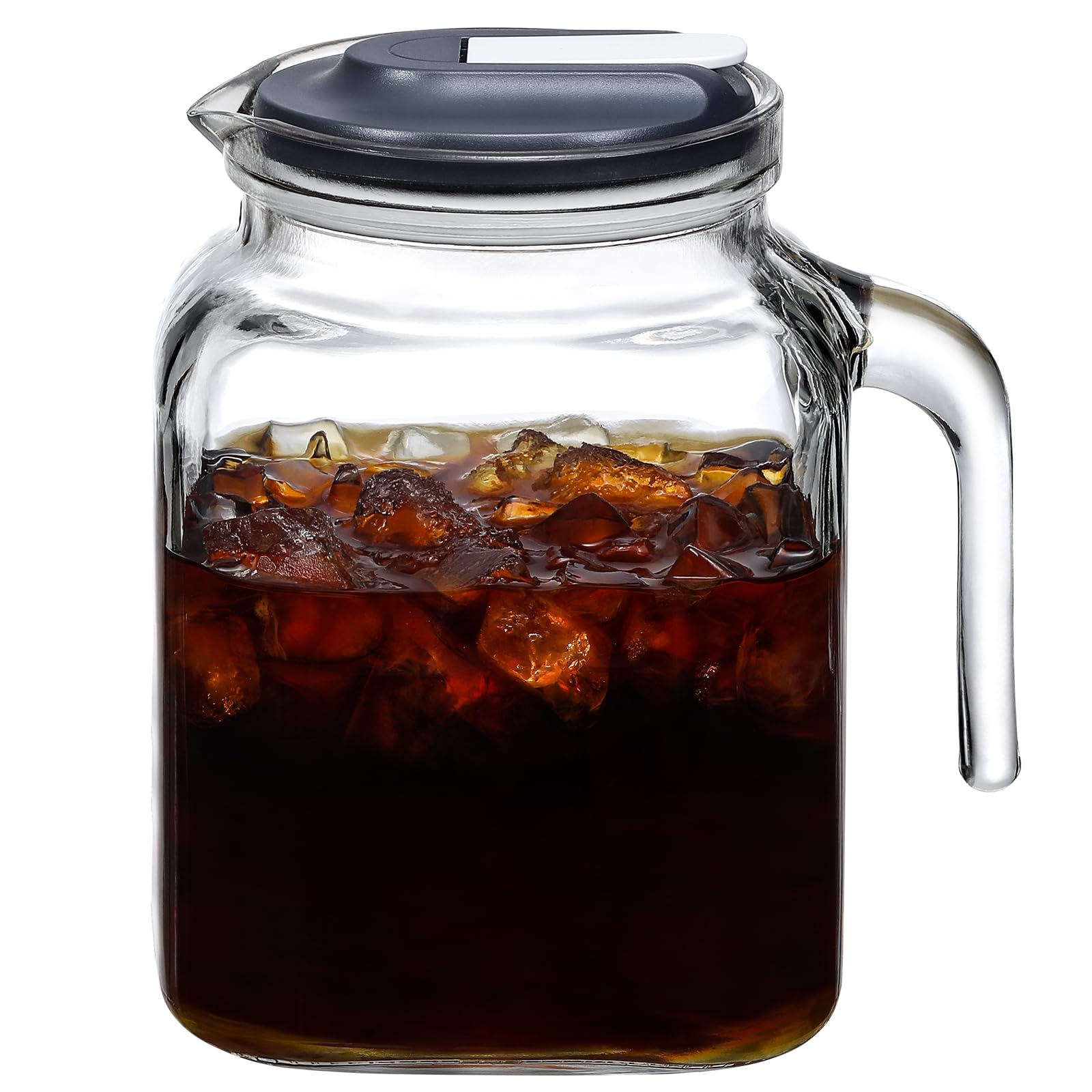Photo 1 of 68 Oz Seal Pitcher With Lid and Spout, Large Iced Tea Pitcher for Fridge, Wide Mouth Glass Jar Container for Homemade Juice & Iced Tea, Iced Coffee, and Drinks