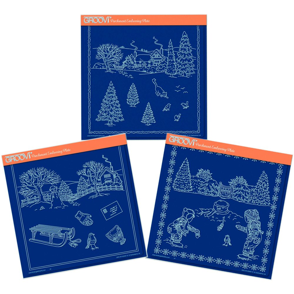 Groovi A4 Square Plates - Winter Scenes Collection (Set of 3)