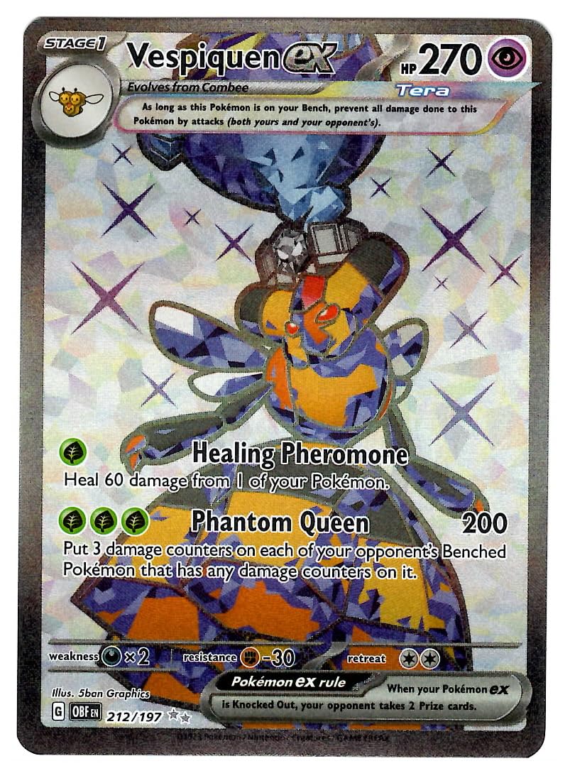 Pokémon - Vespiquen ex - Tera - 212/197 - Obsidian Flames - Ultra Rare - Full Art - Single Card