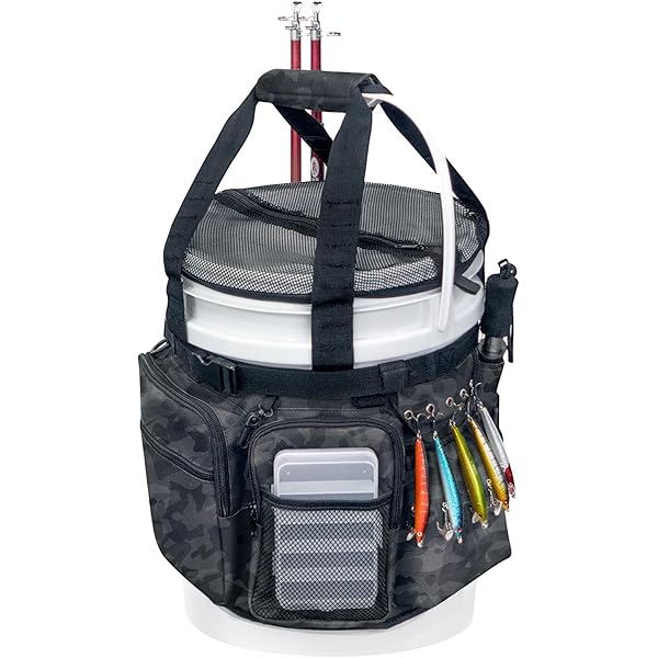 5 gallon bucket fishing rod holder Fish-N-Mate 549 Fits Mate 549 Bucket Holder fits on the Fish 6 pvc tubes ziptied to