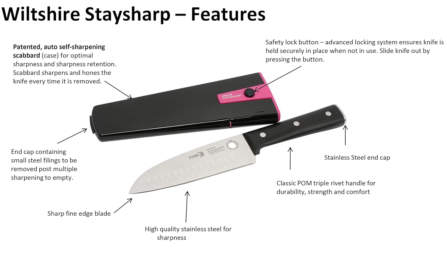 Staysharp Self Sharpening Paring Kitchen Knife 9cm 10 Year