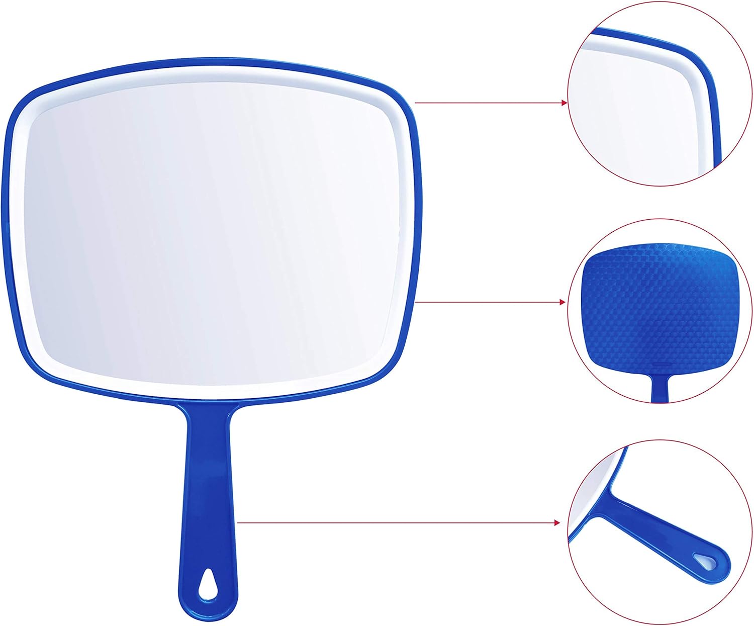 Generies Hand Mirror,Extra Large Handheld Mirror with Handle, Makeup Mirror,Salon Barbers Hairdressers Hand Mirror,Wide Angle 7.3″W×10.4″L,Blue: Furniture & Decor