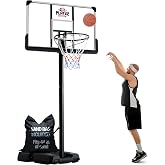 Portable Basketball Hoop 10 ft Adjustable - 44in Shatterproof Backboard - Basketball Goal System 8-10 ft Adjustable Basketball Hoop for Kids/Adults Indoor Outdoor Weatherproof Fillable Base