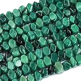 6 * 11mm 25pcs Natural Green Emerald Stone Irregular Special Cut Stone Beads Loose Beads for Jewelry DIY Making Bracelet 7.5inch