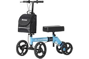 ELENKER Steerable Knee Walker Deluxe Medical Scooter for Foot Injuries Compact Crutches Alternative (Light Blue)