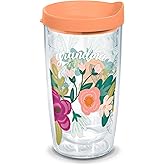 Tervis Grandma Floral Made in USA Double Walled Insulated Tumbler Travel Cup Keeps Drinks Cold & Hot, 16oz, Clear