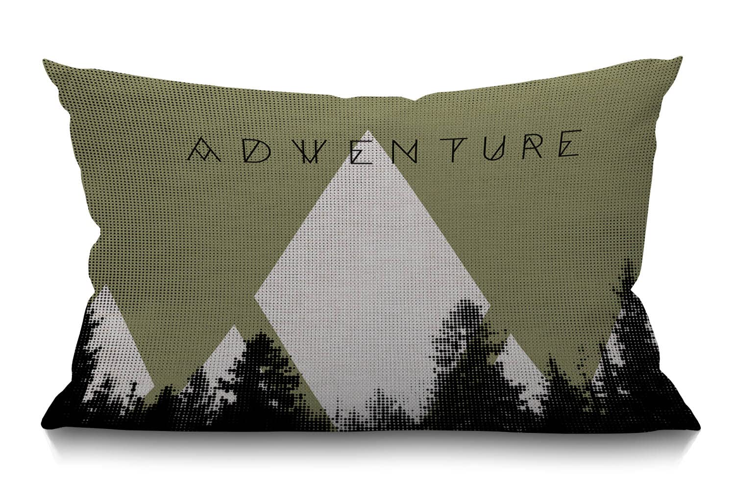 BGBDEIA Mountains Cushion Cover 12x20 Inch Adventure with Halftone Effect Hipster Typography Camping Rectangle Pillow Cases Home Decorative Cotton Linen Throw Pillow Cover for Bed Sofa 30 x 50 cm