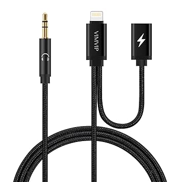 iPhone 8 iPhone X Aux & Charging Cable, VIMVIP Lighting to 3.5mm Car Aux Audio Cord with 8Pin Extension Charger Adapter [Compatible with IOS 11] for iPhone X/iPhone 8/8 Plus /iPhone 7 / 7 Plus / 6 / 6 Plus to Car / Home Stereos (Black)
