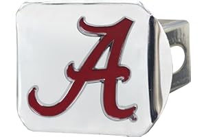 University of Alabama NCAA Chrome Metal Hitch Cover by FANMATS - Unique 3D Color Team Logo Molded Design – Easy Installation on Truck, SUV, Car or ATV - Ideal Crimson Tide Gift for Student/Alumni/Fan