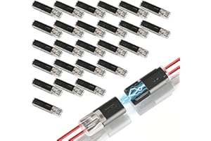30 Pcs Double-Wire Connector with Locking Buckle, 2-Pin Low Voltage Quick Connect Plugs for LED Strip Lights, Suitable for Em