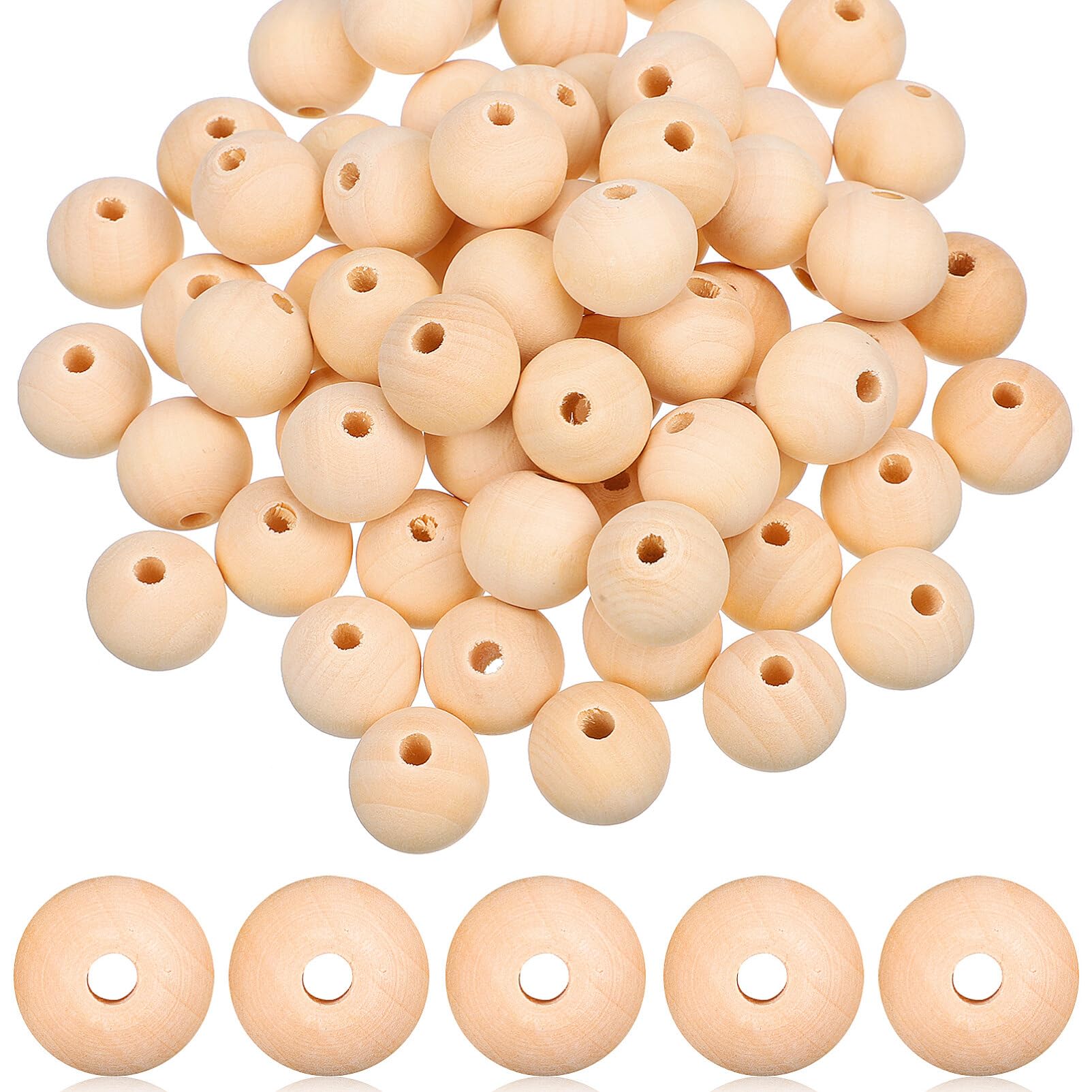 EXCEART 200pcs 20mm Wooden Beads for Crafts,Round Wooden Spacer Beads Unfinished Loose Decorative for Making Decorations and DIY Crafts