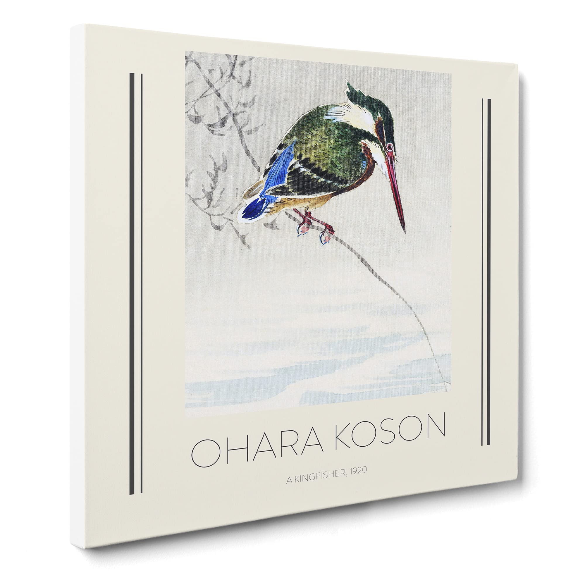A Kingfisher By Ohara Koson Canvas Print | Gallery Wrapped 30mm Frame Wall Art | 14x14 inches | Ready to Hang | Asian Bird Picture | Living Room Bedroom Lounge Office