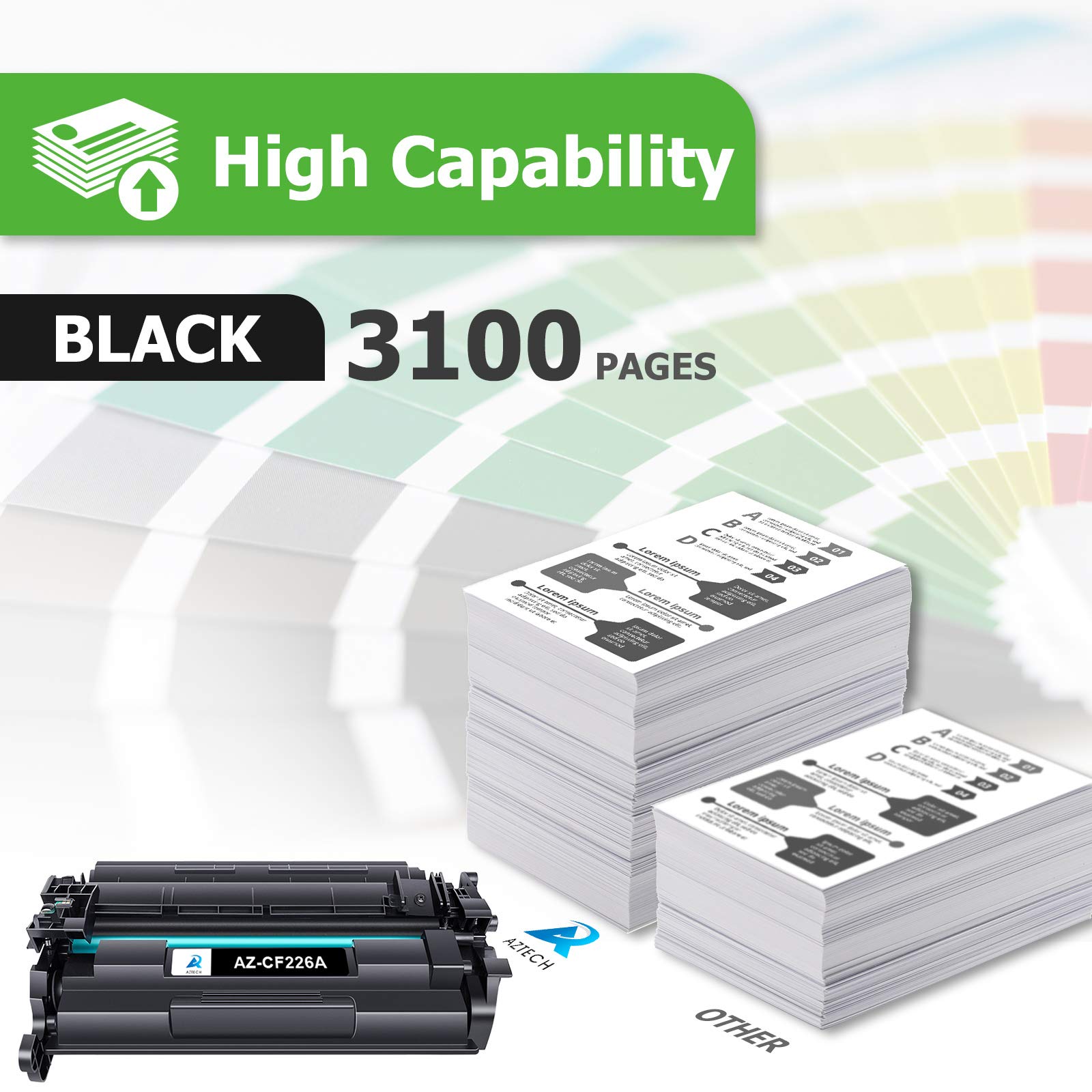 Aztech Compatible Toner Cartridge Replacement for HP 26A CF226A Pro M402n M402dw M402dn Pro MFP M426fdw M426fdn M426dw Printer (Black 4-Pack)