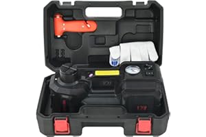 E-HEELP Electric Car Jack 5Ton 12V Kit Hydraulic (Lifting Range: 6.1~17.7 inch) with Inflator Electric Jack for Car SUV Sedan MPV Change Tires Garage Repair Emergency Kit