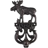 Bolifish Dark Brown Vintage Metal Moose Front Door Knocker, Cast Iron Door Handle for Home Garden、Farmhouse and Outdoor Decodation (1 Pacs)
