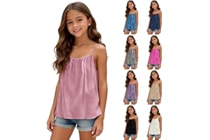 Tank Tops for Girls Summer Loose Sleeveless Spaghetti Strap Camisole Teen Kids Flowy Beach Shirt Cute Vacation Clothes