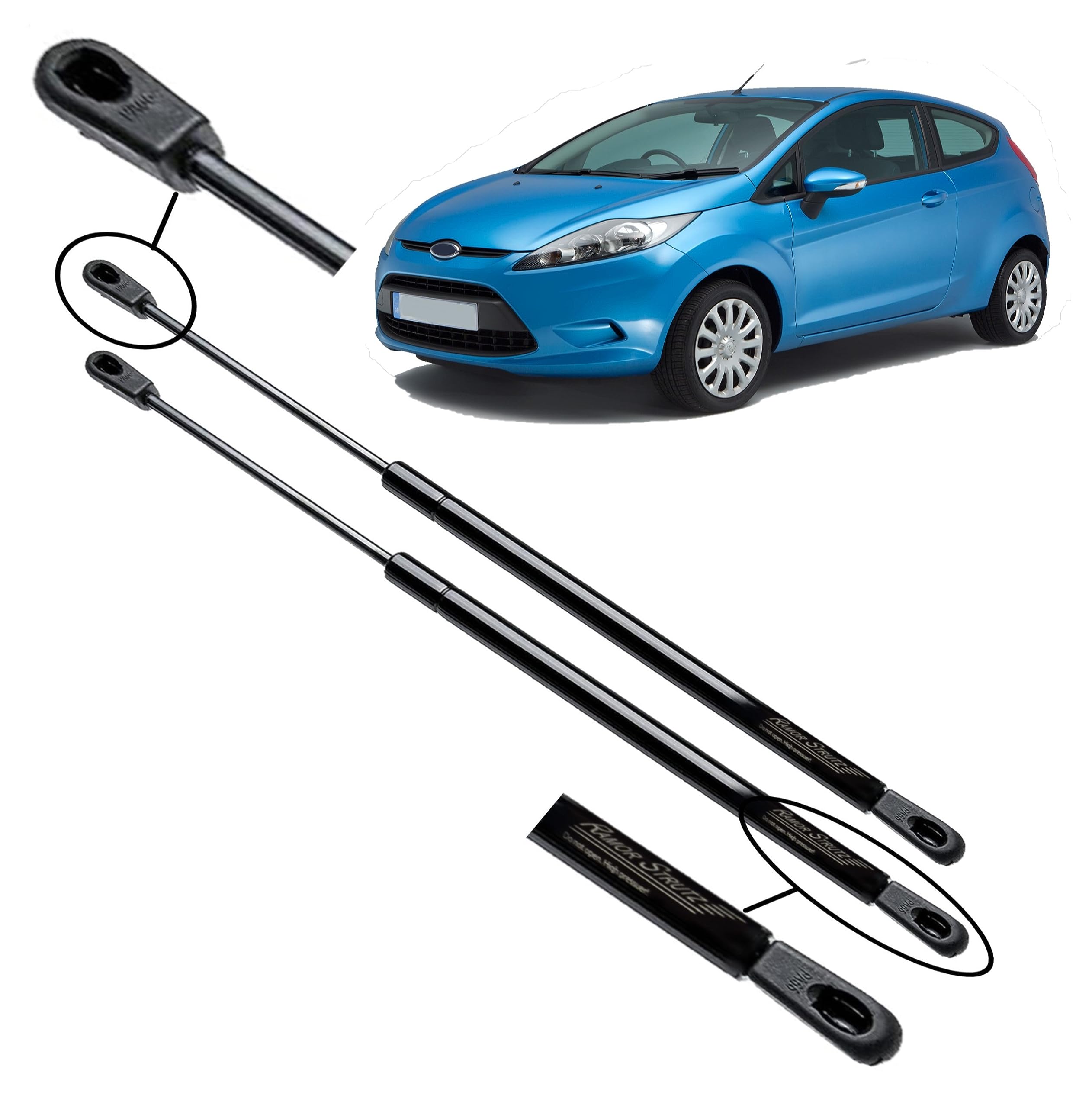 Ramor Strutz 2x Tailgate Gas Struts Compatible with a Ford Fiesta Mk6 2008-2017. Tailgate Gas Springs Replacement for 8A61A406A10AC and others.