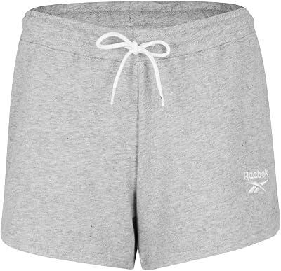 Identity French Terry Short pour Femme, Gris Moyen chiné/Blanc, S