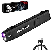 Mossy Oak Rechargeable EDC Flat Flashlight 1200 Lumens, Pocket Work Light with Magnetic Base, UV & White Light Combo, Waterproof LED Inspection Light for Work, Outdoor Use and Emergencies - Black