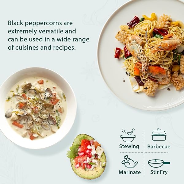 SOEOS BLACK PEPPERCORNS, 8OZ (PACK OF 1), NON-GMO, KOSHER, PACKED TO KEEP PEPPERS FRESH, PEPPERCORN FOR GRINDER REFILL, WHOLE PEPPERCORNS