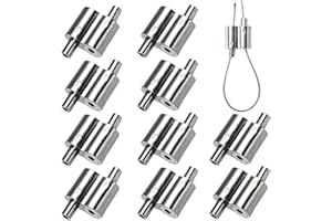 TOPZEA 10 PCS M3 Wire Rope Cable Clamp for 1/16 Inch Rope, Heavy Duty Alloy Double Holes Wire Cable Fastener Clip Freely Adju