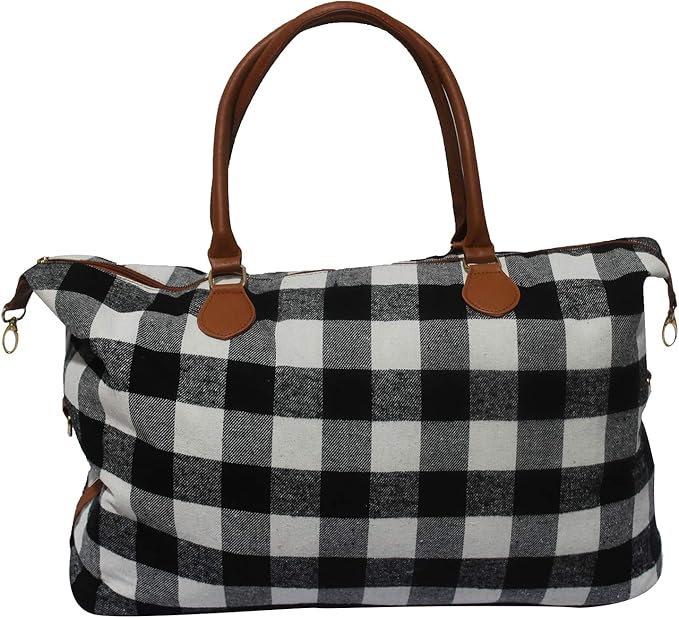 buffalo plaid duffle bag