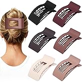 Artchita French Flat Hair Clips for Women 6pcs Hair Claw Clips for Thick or Thin Hair Matte Claw Clips for Girls Barrettes Non-Slip Strong Hold Hair Accessories for Women (Brown Scarlet)