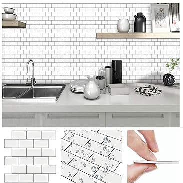 HomeyMosaic 5 Stück 3D Fliesenaufkleber für Küche/Bad, Selbstklebende