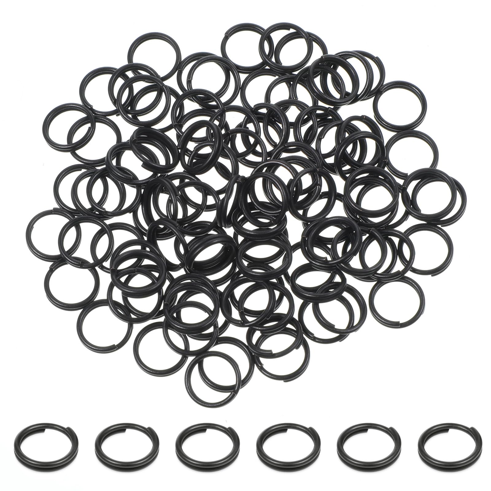 Photo 1 of 100 Pcs Split Rings Stainless Steel Key Rings 8 mm Small Key Chain Jump Ring Black Keys Ring Small Keyrings for Necklaces Keys Jewelry Attachment Black