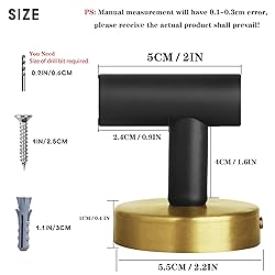 4 Pack Robe Towel Hooks Coat Black Gold Wall Hook