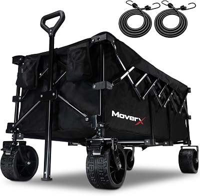 MoverX 300L Festival Trolley on Wheels Folding Wagon Portable Camping Cart Black