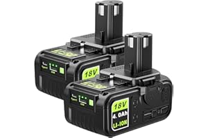 Abeden 2 Packs Replacement Ryobi 18v Battery with USB Port,Compatible with Ryobi ONE+ Lithium Batteries & Cordless Power Tools P102 P103 P104 P105 P107 P108 P109