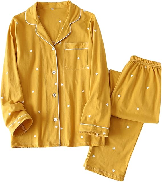 Amazon パジャマ レディース 綿100 ルームウェア 前開き 長袖 上下セット コットンパジャマ 部屋着 かわいい あったか 防寒 冷え対策 秋冬用 パジャマ ルームウェアセット 通販