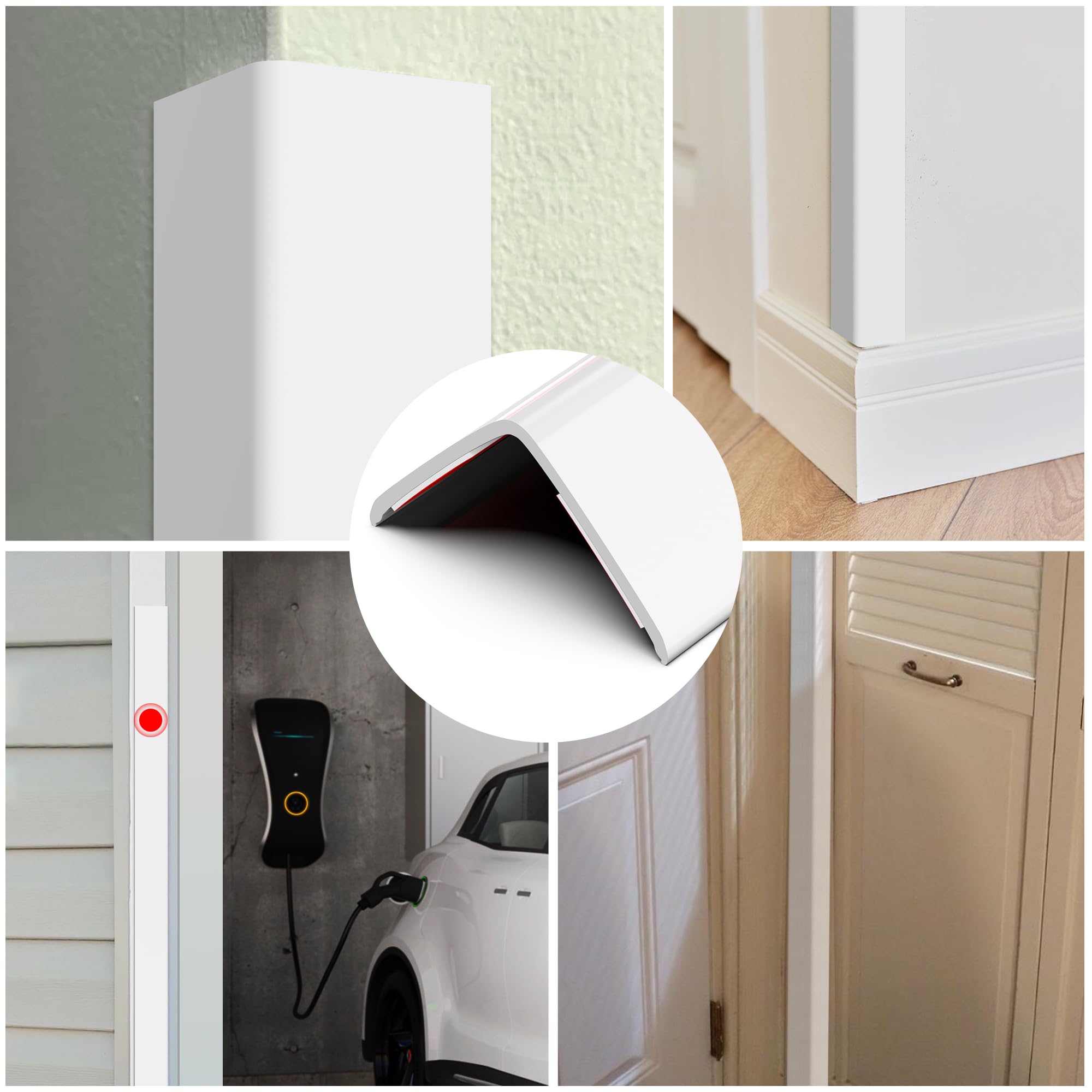 ‎Frychee Wall Corner Protector, Walls Edge Protector，Self-Adhesive Wall Corner Guards,PVC Double Side Edge Protector， Furniture Stairs Guard (White Self-Adhesive, 2pcs x 47.2’’L x 1.97’’W)
