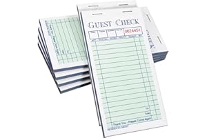 BATRICAL Guest Checks Server Note Pads 300 Sheets with Carbonless Copy Paper for Restaurants (6 Books) 3.5" x 6.75" Per Ticket Book