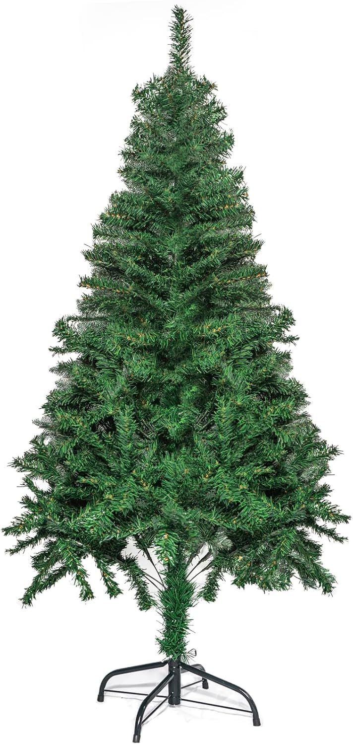 Trees - YUG 5ft Premium Spruce PVC Artificial Holiday Christmas Tree for Home, Office, Party Decoration with 380 Branch Tips, Easy Assembly & Foldable Base