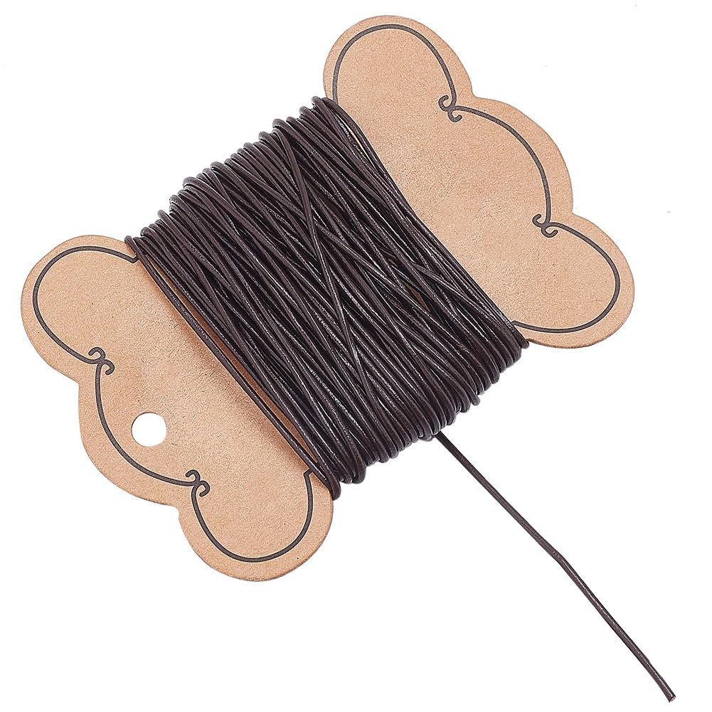 PH PandaHall 11 Yards Leather Necklace Cord, 1.5 mm Cowhide Leather Cord Round Leather Lace Beading String Bracelet Thread for Pendant Neckacle Jewellery Making Macrame Shoelace, Dark Brown