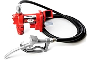 Biltek 12V DC High-Flow 20 GPM Fuel Transfer Pump - Transfer Pump with Fuel Pump Nozzle for Gasoline, Diesel Fuel, Kerosene, 