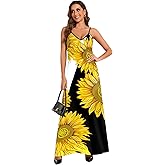 shengfan Plus Size Maxi Dresses Sundress for Women Loose Printed Adjustable African Beach Dress with Pockets