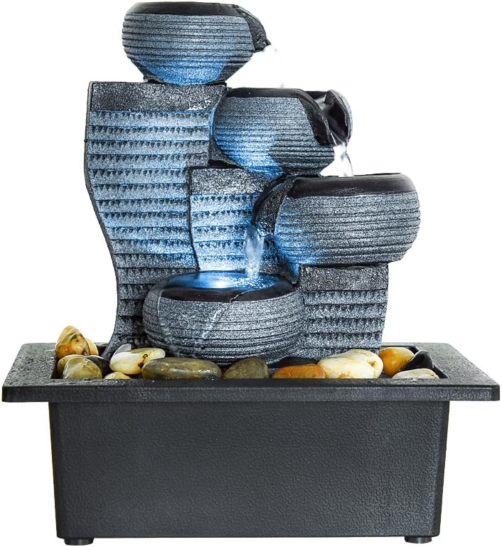 BBabe Desktop Waterfall Fountain Decor LED Illuminated Indoor Portable Waterfall Tabletop Fountains 10 1/5" High: Home & Kitchen
