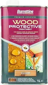 Barrettine Wood Protector 1L Clear UV Fade Resistant Water Repellent Oil Sealer