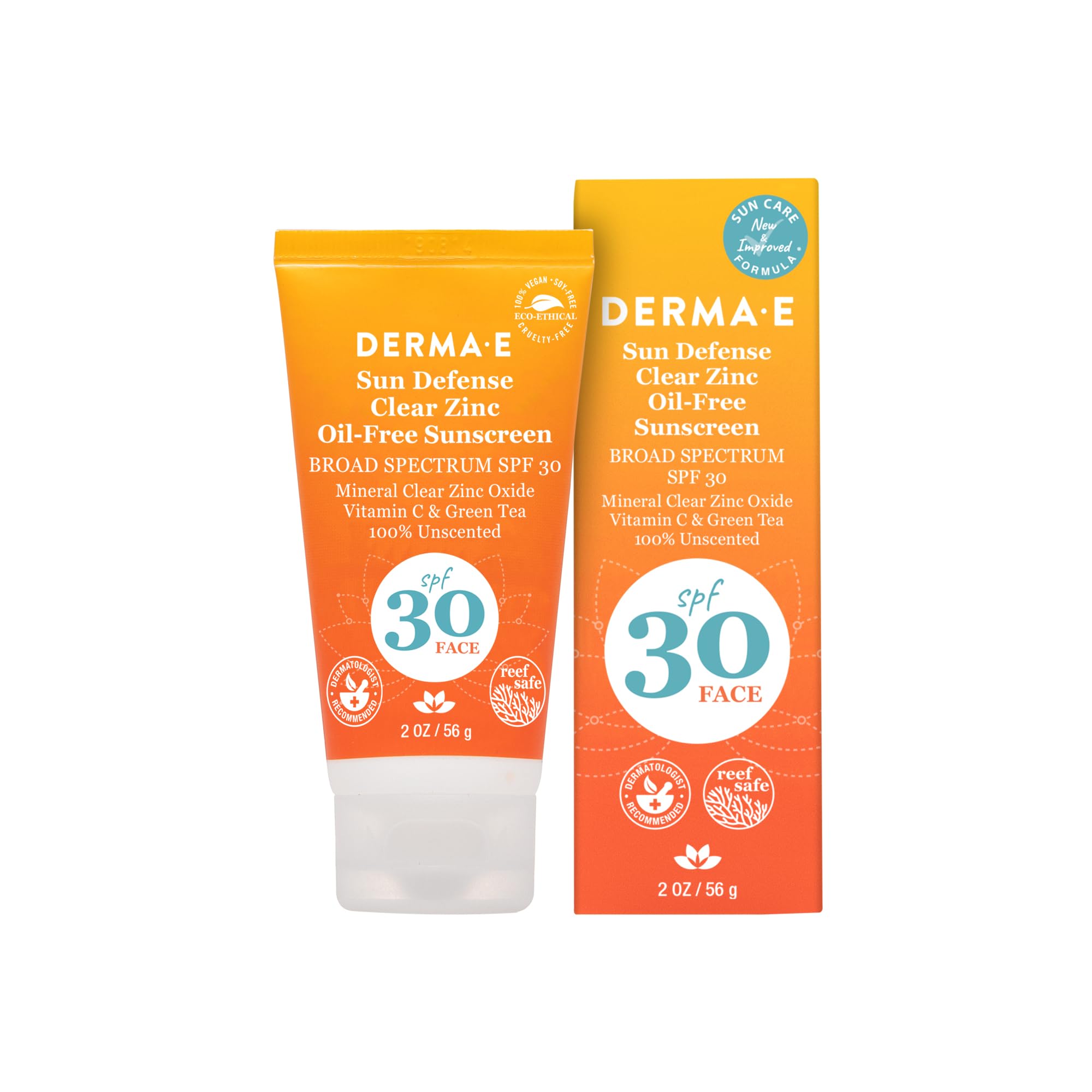 derma e Antioxidant Natural Sunscreen SPF 30 Oil-Free Face Lotion with Vitamin C and Green Tea, 2 Ounce