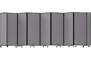 Versare Room Divider 360 Portable Wall Partition | Folding Panels | Large Freestanding Divider | Locking Wheels | Temporary Room Separator