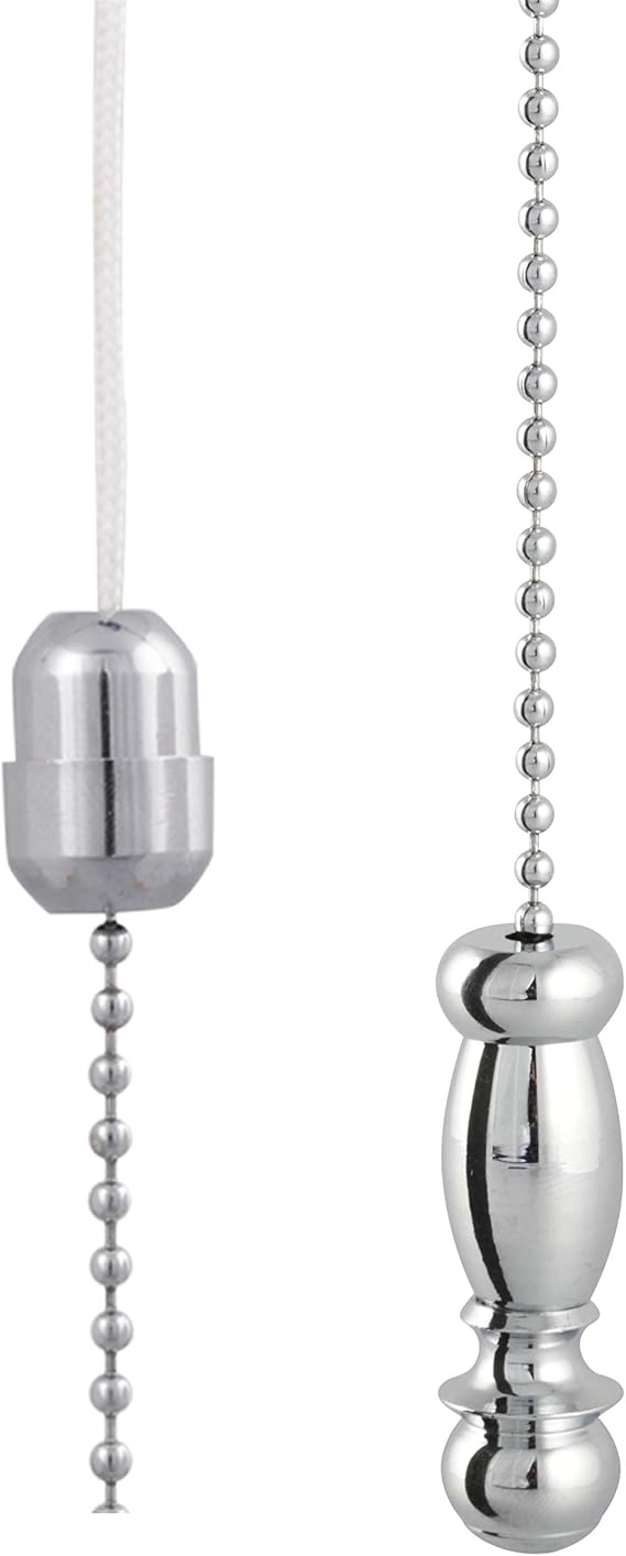 Light Pull Chain Cord Chrome Doric Pendant 19x46mm with 800mm Matching