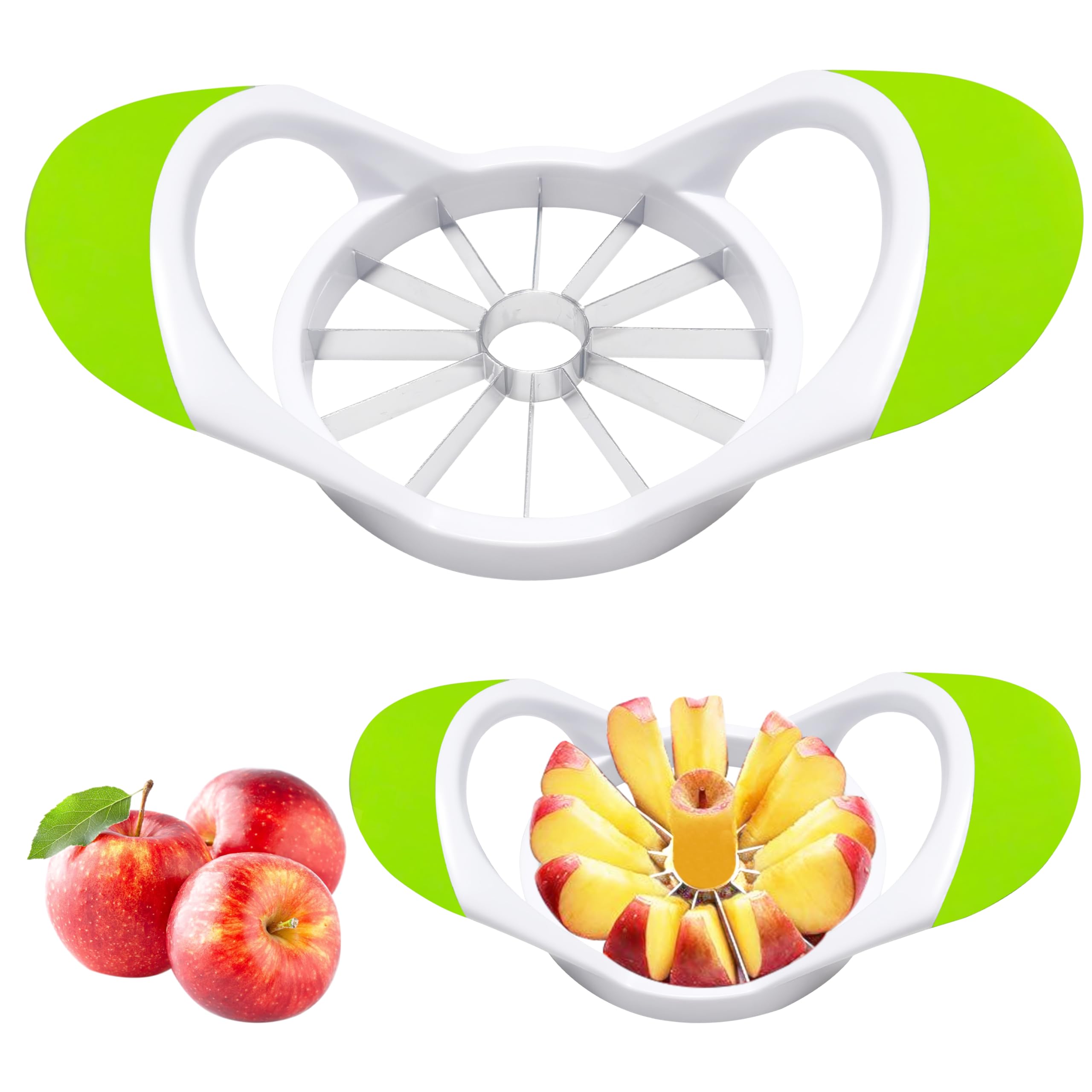ARSUK Apple Slicer Cutter & Corer Wedger 12 Stainless Steel Blades, Non-Slip Silicon Grip Handles, Easy to Use Fruits, Potato, Onion, Guavas, Pitayas Cutting Slicing Kitchen Tool & Gadget