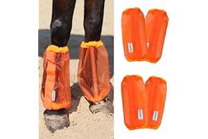 CareMaster Universal Size Horse Leggings Fine Mesh Greatly Reduce Stomping Breathable Horse Boots Leg Wraps (Set of 4) Orange