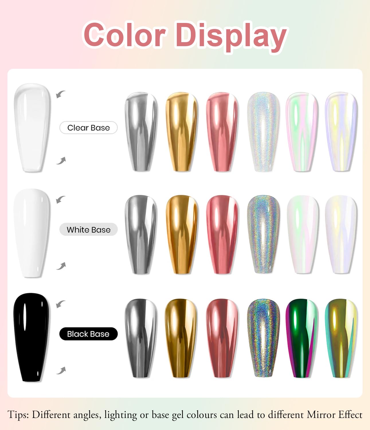 Chrome Nail Powder BISHENGYF: Super Metallic Effect Chrome Powder For Nails Gold Silver Red Laser White Pearl Nail Chrome Powder for Nails Art Decoration - Image 3